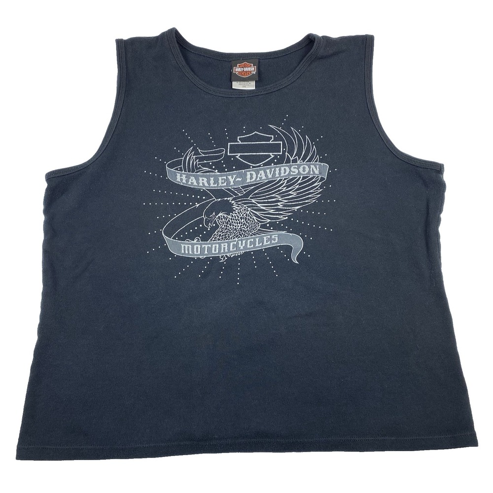 Harley-Davidson Black Tank Top with White Eagle Graphic